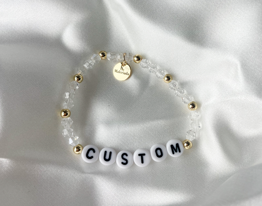 Custom beaded bracelet in glass and 14k gold filled beads